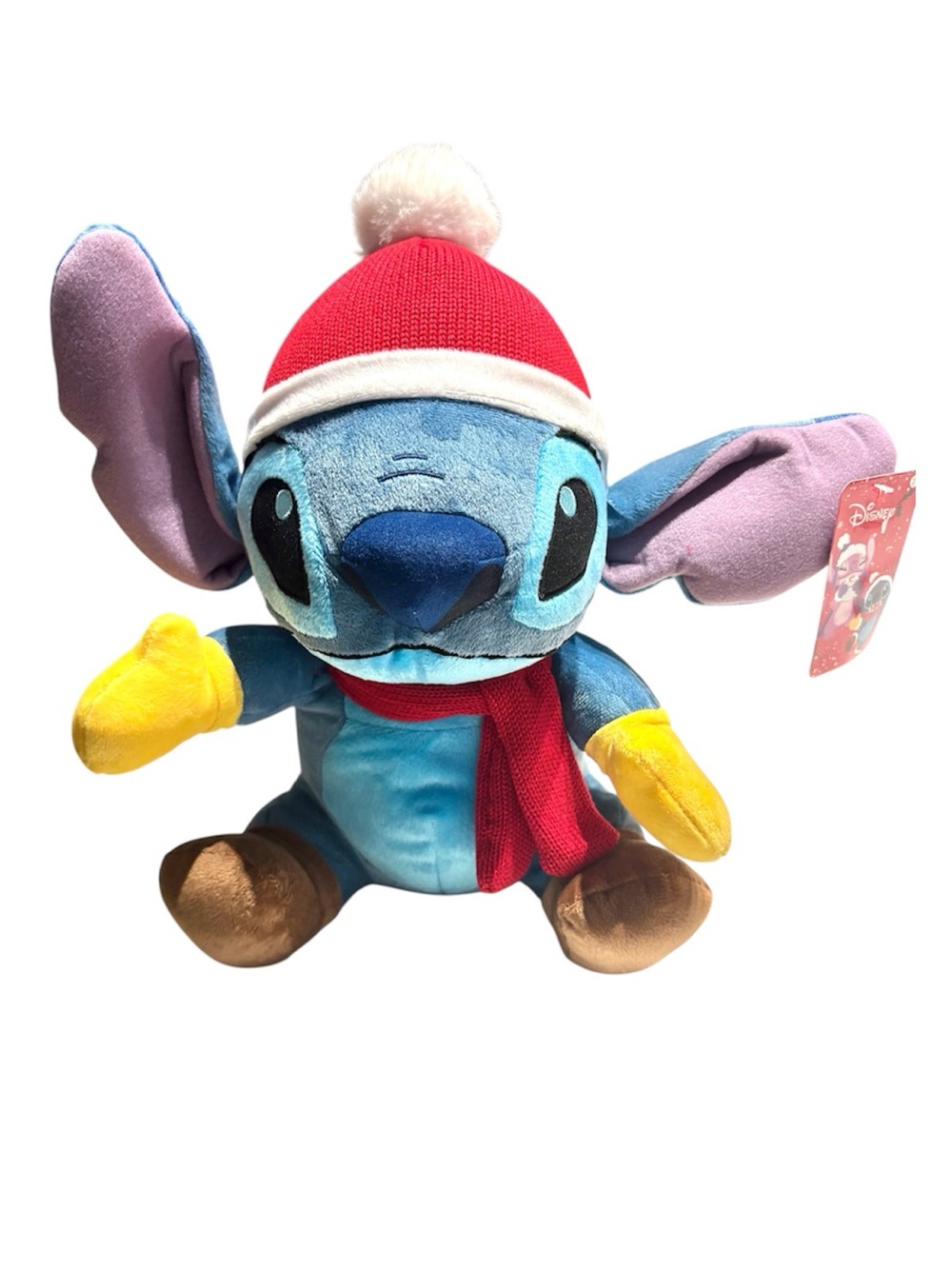 13” Disney Stitch Christmas Plush Wearing Santa Hat & Scarf *NEW*